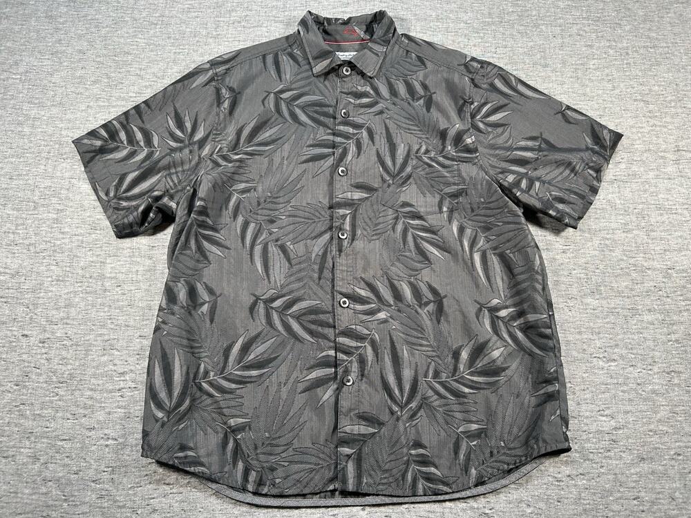 Tommy Bahama Coconut Point Shirt Mens Extra Large Grey Tropical Short Sleeve